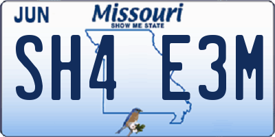 MO license plate SH4E3M