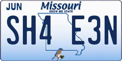 MO license plate SH4E3N