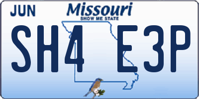 MO license plate SH4E3P