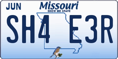 MO license plate SH4E3R