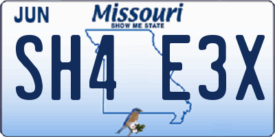 MO license plate SH4E3X