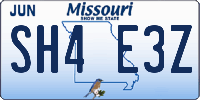 MO license plate SH4E3Z