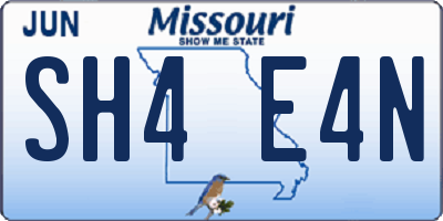 MO license plate SH4E4N