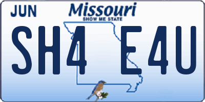 MO license plate SH4E4U