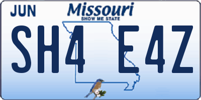 MO license plate SH4E4Z