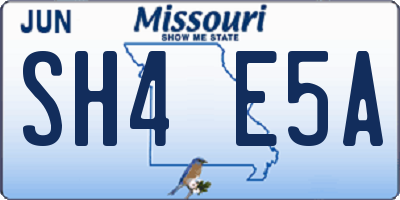 MO license plate SH4E5A