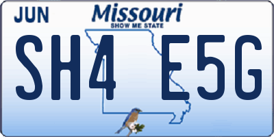 MO license plate SH4E5G