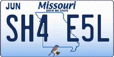 MO license plate SH4E5L