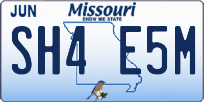 MO license plate SH4E5M