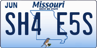 MO license plate SH4E5S
