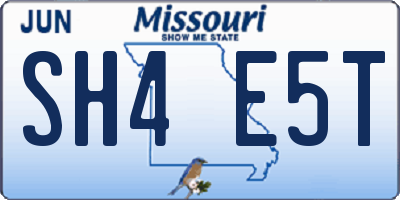 MO license plate SH4E5T