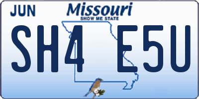 MO license plate SH4E5U
