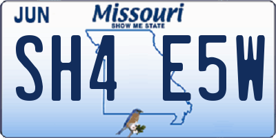 MO license plate SH4E5W