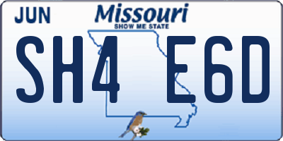 MO license plate SH4E6D
