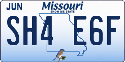 MO license plate SH4E6F