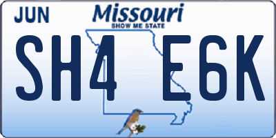 MO license plate SH4E6K