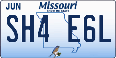 MO license plate SH4E6L