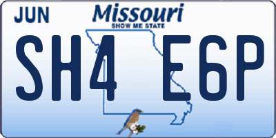MO license plate SH4E6P