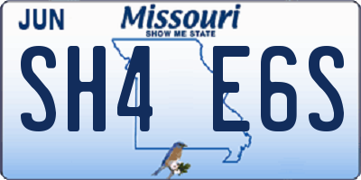MO license plate SH4E6S