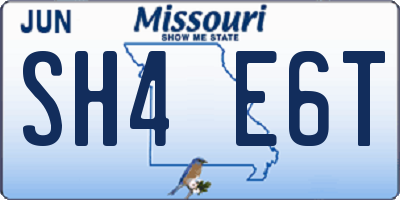 MO license plate SH4E6T