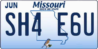 MO license plate SH4E6U