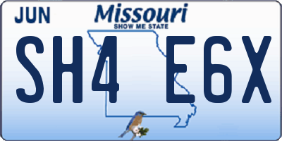 MO license plate SH4E6X