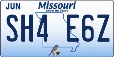 MO license plate SH4E6Z