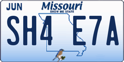 MO license plate SH4E7A