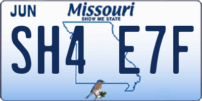 MO license plate SH4E7F