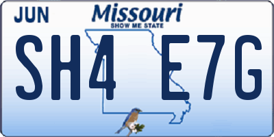 MO license plate SH4E7G
