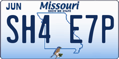 MO license plate SH4E7P