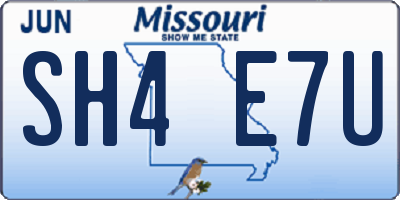 MO license plate SH4E7U