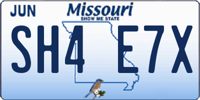MO license plate SH4E7X