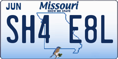 MO license plate SH4E8L