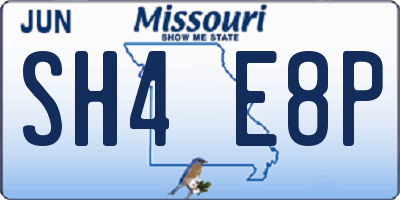 MO license plate SH4E8P