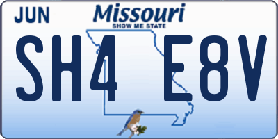 MO license plate SH4E8V