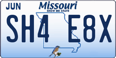 MO license plate SH4E8X