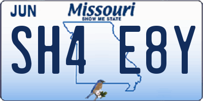 MO license plate SH4E8Y