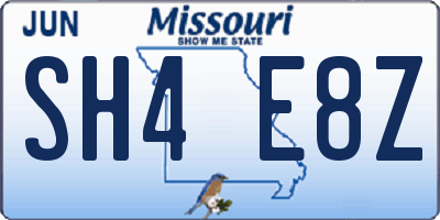 MO license plate SH4E8Z