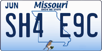 MO license plate SH4E9C