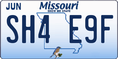 MO license plate SH4E9F