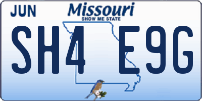 MO license plate SH4E9G
