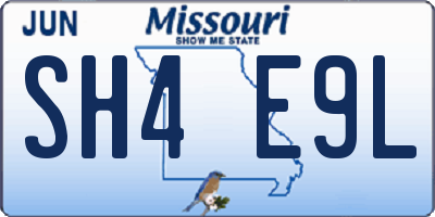 MO license plate SH4E9L