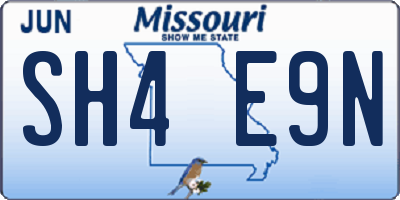 MO license plate SH4E9N