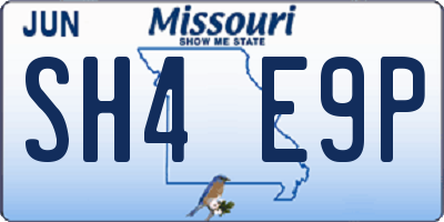 MO license plate SH4E9P