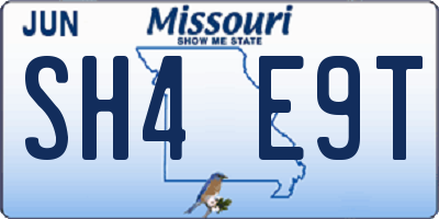MO license plate SH4E9T