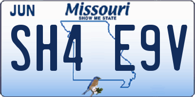 MO license plate SH4E9V