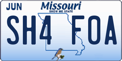 MO license plate SH4F0A