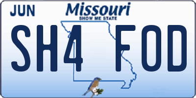 MO license plate SH4F0D