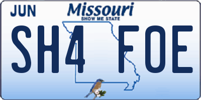 MO license plate SH4F0E
